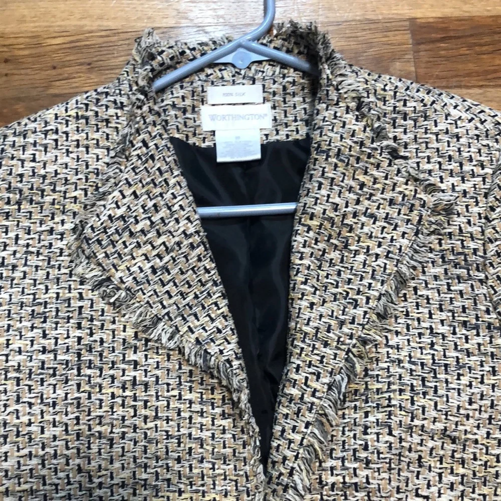 WORTHINGTON 100% silk open front blazer